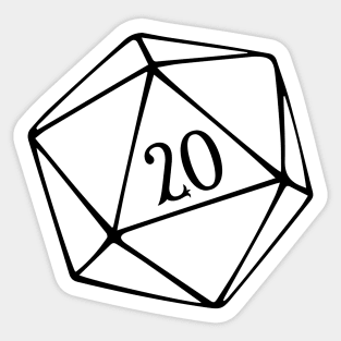 D20 Roleplaying Dice Dungeon Master RPG Black Sticker